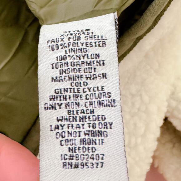 Sanctuary Arcadia Coat Button Faux Fur Fleece Sherpa Jacket Cream Green XL NEW - Picture 10 of 11